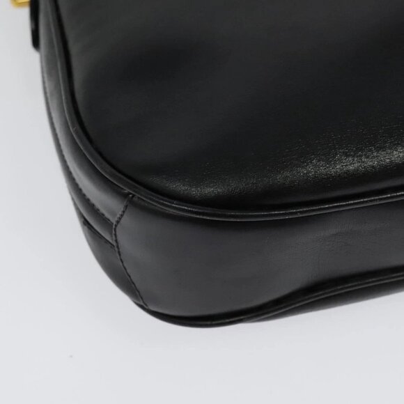 GUCCI Web Sherry Line Shoulder Bag Leather Black Gold 001 406 0552 Auth ep10387 - Picture 5 of 16